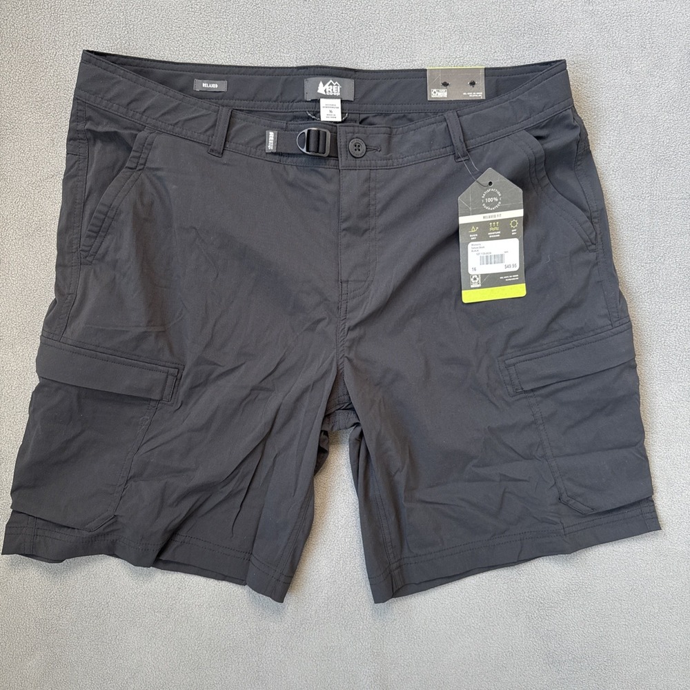 REI Sahara Cargo‎ Shorts Relaxed Hiking Trail Camping UPF NWT Sz 16 Black